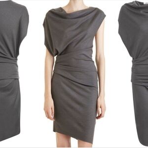 Helmut Lang Sonar Wool Asymmetric blue gray Dress